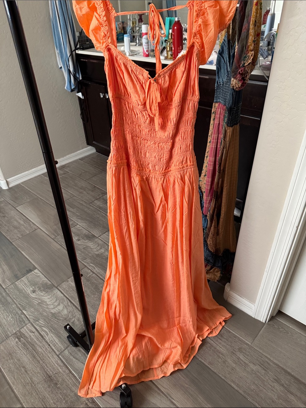 Women's Orange Maxi Dress - Lightweight Summer Dress Mabel